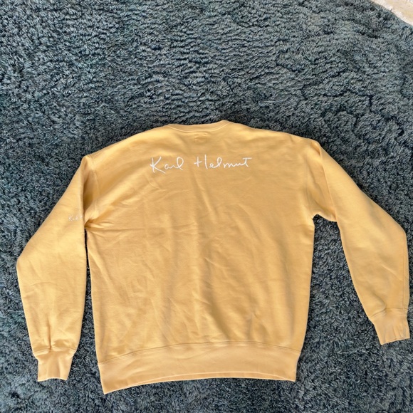 Rare Vintage Karl Helmut Medium Crewneck Light Orange Peach Spellout Sweatshirt - Picture 4 of 8